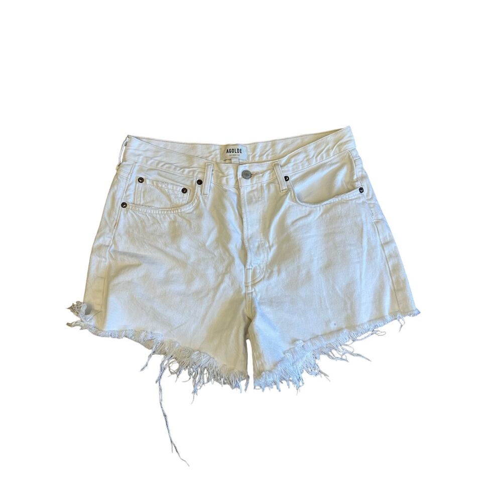 Agolde Parker Long High Waist Cutoff Denim Shorts